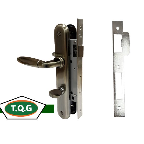 Serrure complète marron pour toilette