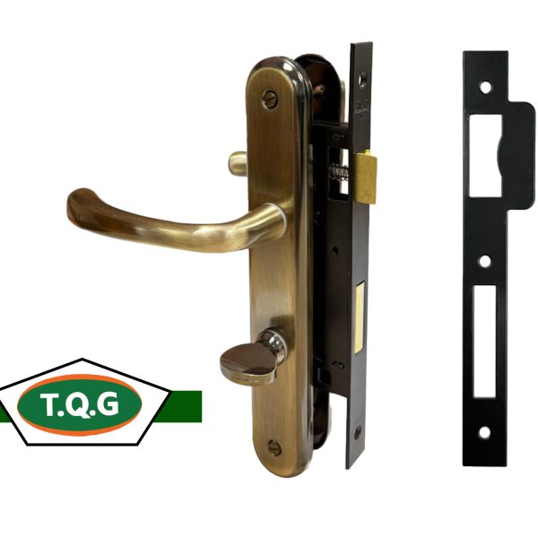 Serrure complète pour toilette marron