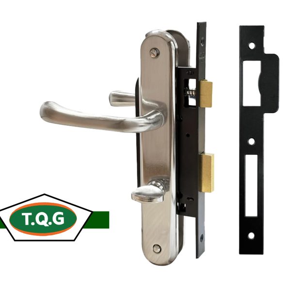 Serrure complète pour toilette argentée